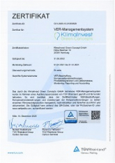 certificate TÜV Rheinland VER-Management