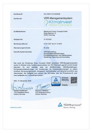 Zertifikat TÜV Rheinland VER-Management